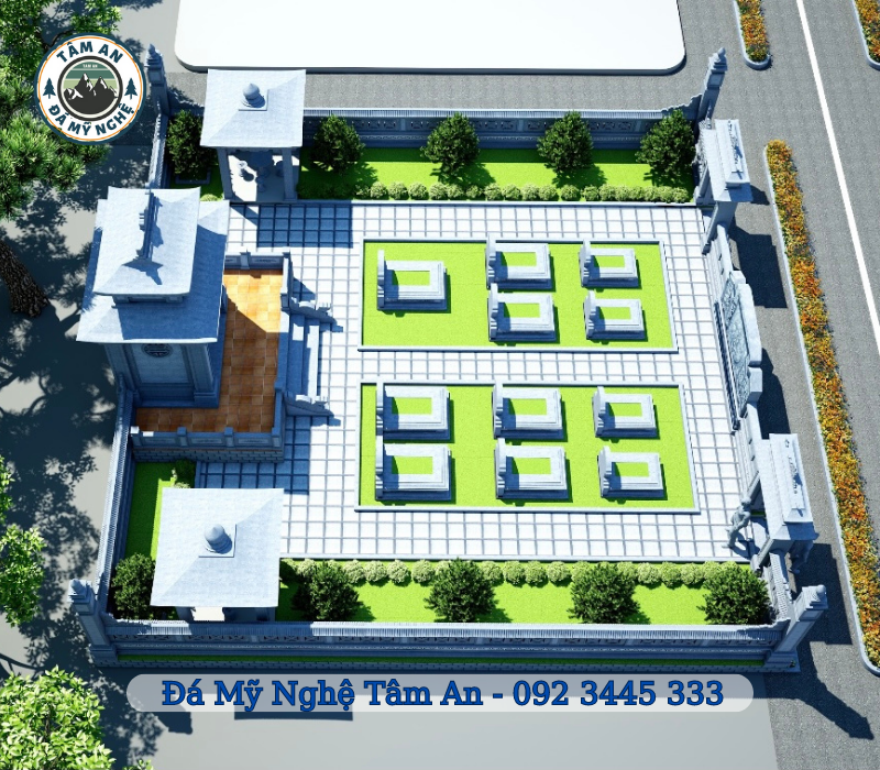 25+ mẫu thiết kế lăng mộ gia đình hiện đại, chuẩn phong thuỷ hình 2 Mẫu Thiết Kế Phối Cảnh Khu Lăng Mộ Tuyệt Đẹp