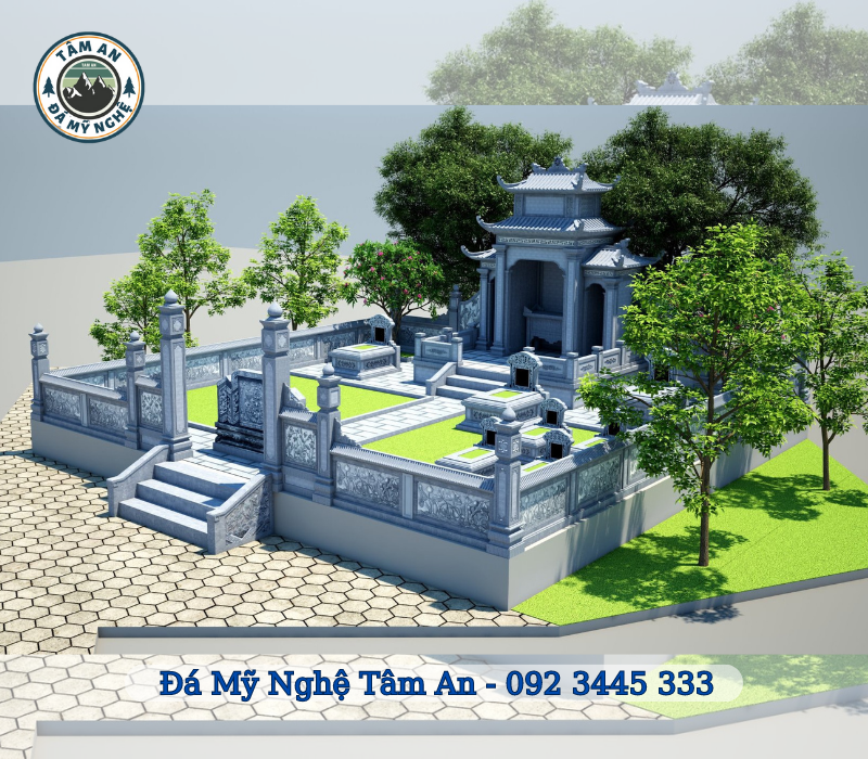25+ mẫu thiết kế lăng mộ gia đình hiện đại, chuẩn phong thuỷ hình 1 Mẫu Thiết Kế Phối Cảnh Khu Lăng Mộ Tuyệt Đẹp