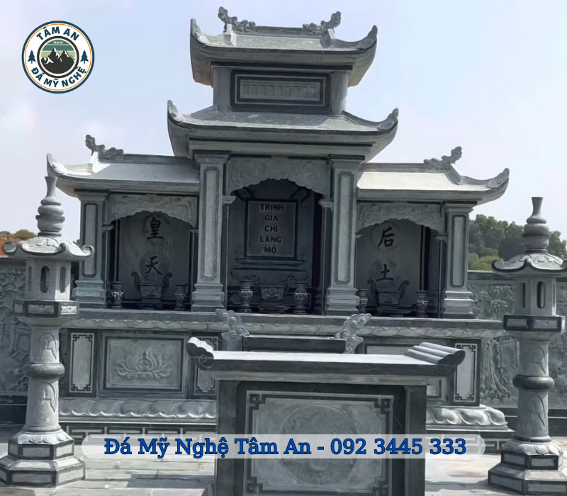 Chi phí làm khu lăng mộ đá, những yếu tổ ảnh hưởng đến giá cả thi công khu lăng mộ hình 3 Công trình lăng mộ đá chuẩn phong thuỷ do Đá mỹ nghệ Tâm An trực tiếp thi công