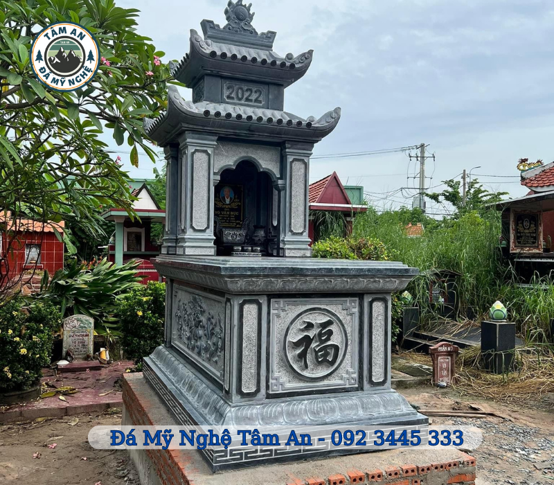 Mộ đá xanh thanh hoá – nức tiếng về chất lượng hình 1 Mẫu mộ đá có mái chất liệu đá xanh Thanh Hoá cao cấp